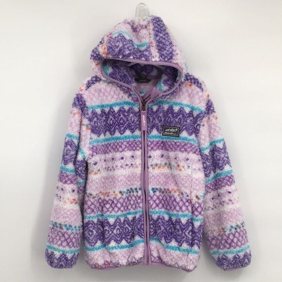 Eddie Bauer Cozy Fuzzy Sherpa Full Zip Hoodie Sweatshirt Jacket XS 5/6 Girls - Picture 1 of 6